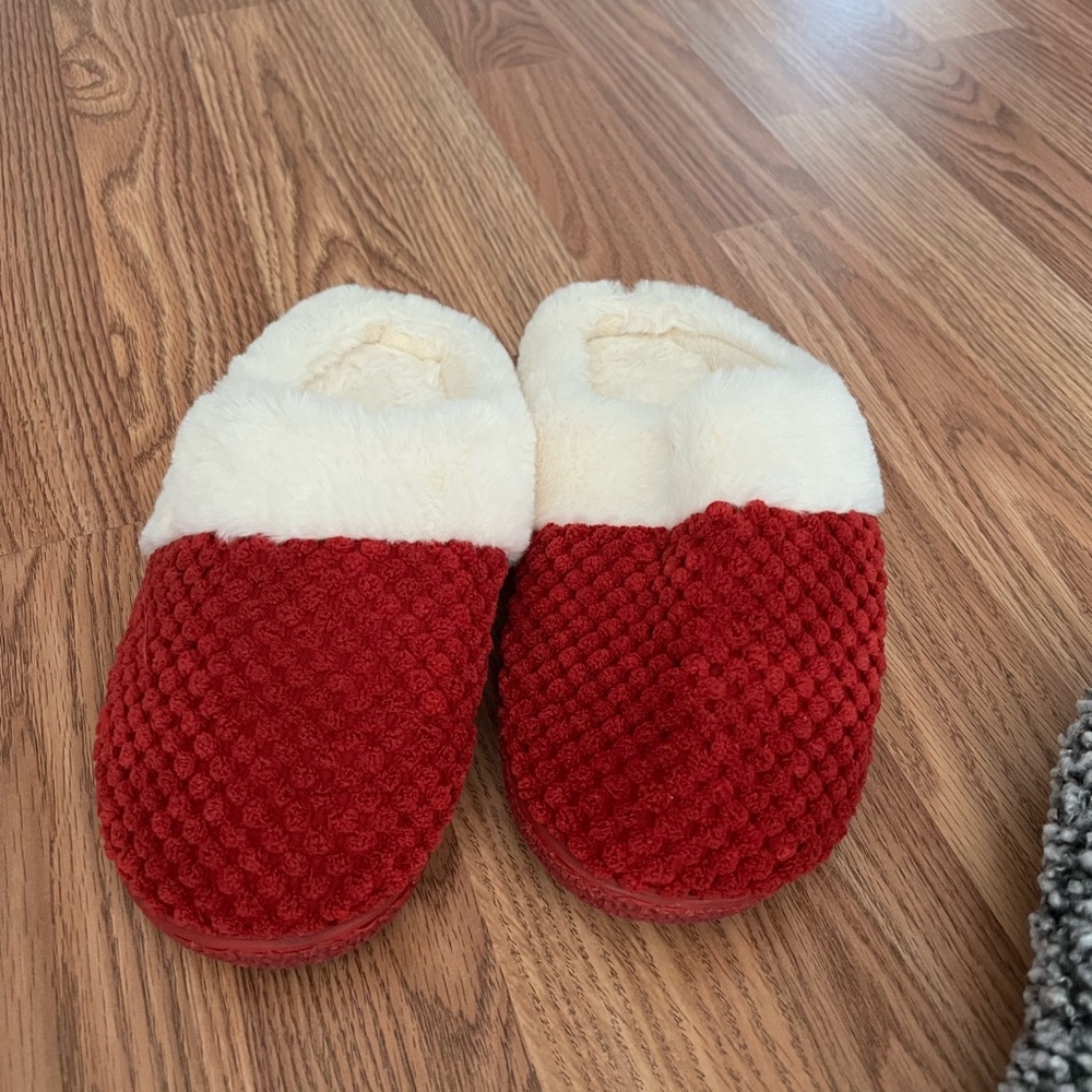 Cozy Red and Cream Slippers